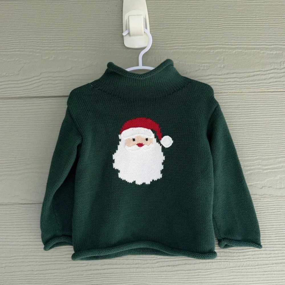 Mudpie Mud Pie Green Turtleneck Santa Claus Holiday Christmas Sweater Baby 12-18